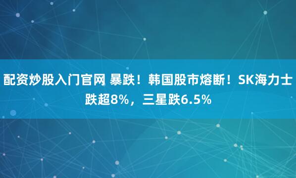 配资炒股入门官网 暴跌！韩国股市熔断！SK海力士跌超8%，三星跌6.5%